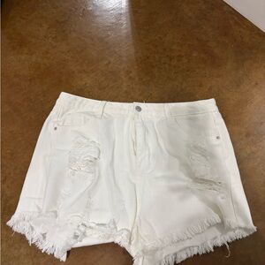 White Distressed Women's Shorts